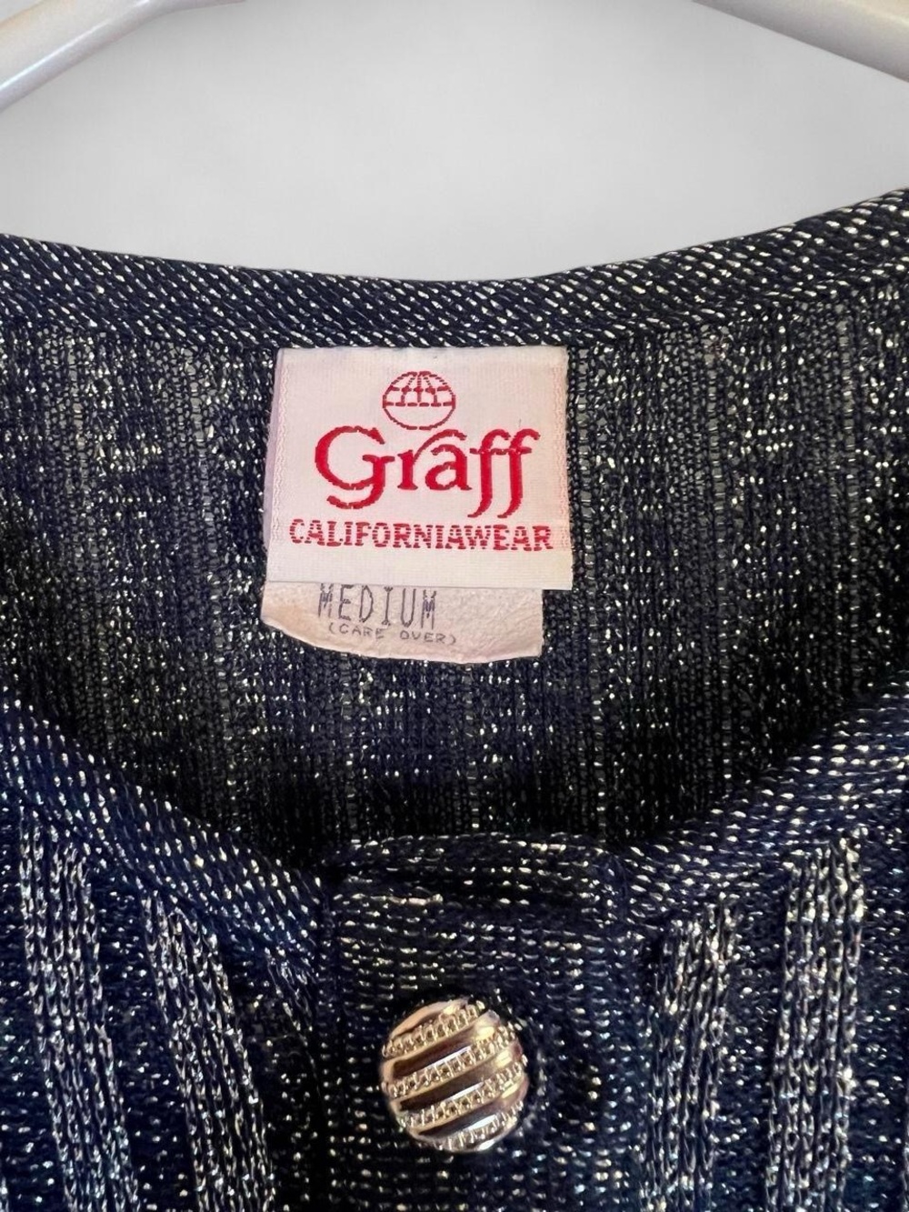 Gilli Navy Metallic Ribbed Button-Front Long Sleeve Top - Picture 5 of 5